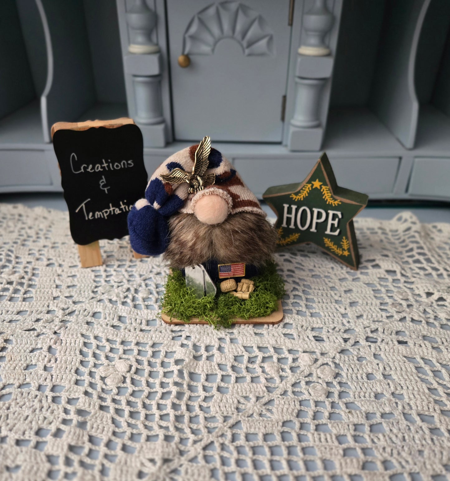 Handmade Military Gnome - 4 Inch Needle Felted Decoration