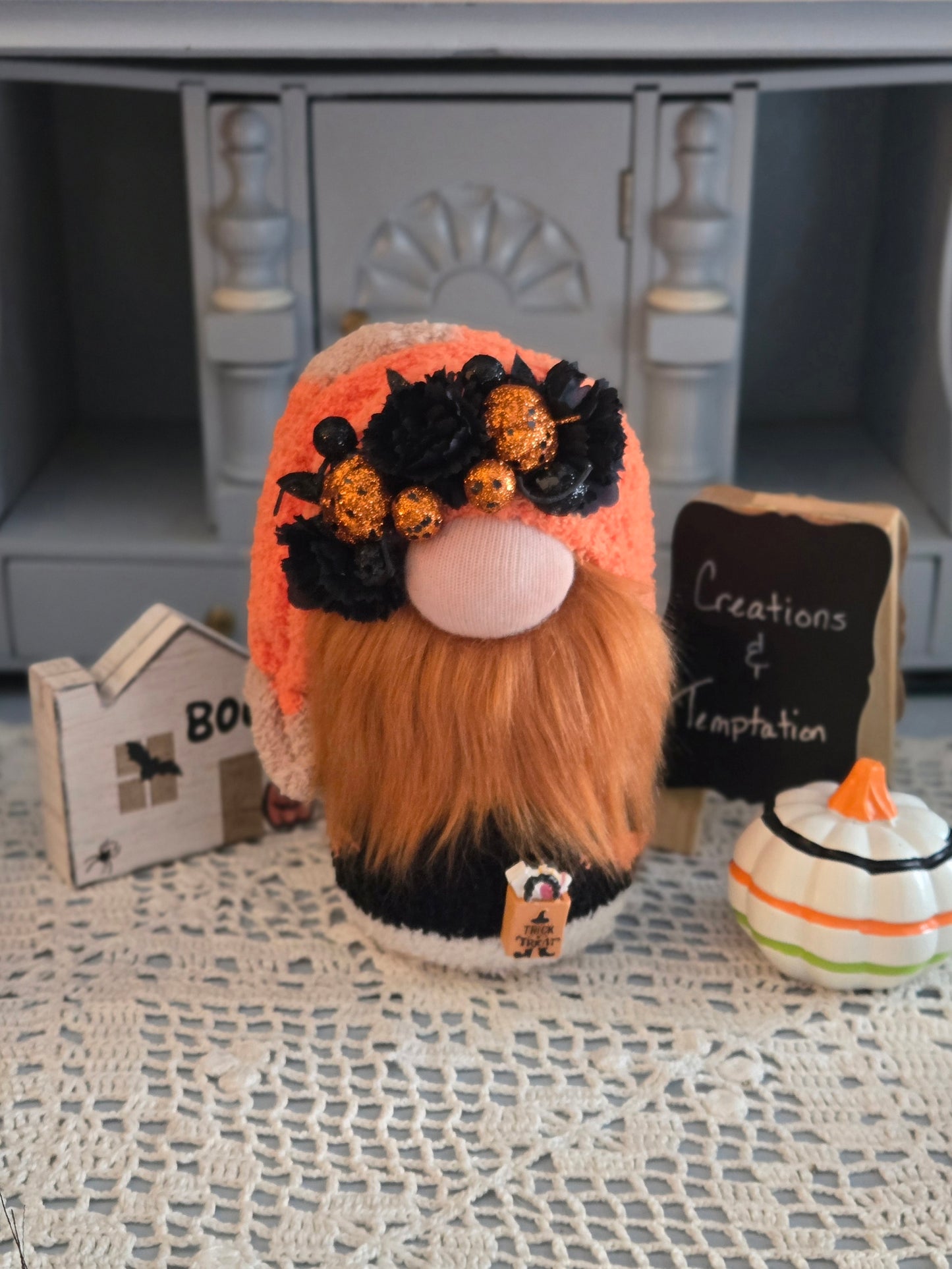 Soft Halloween Gnome - Weighted 8 Inch Handmade Poly-Fil Decor
