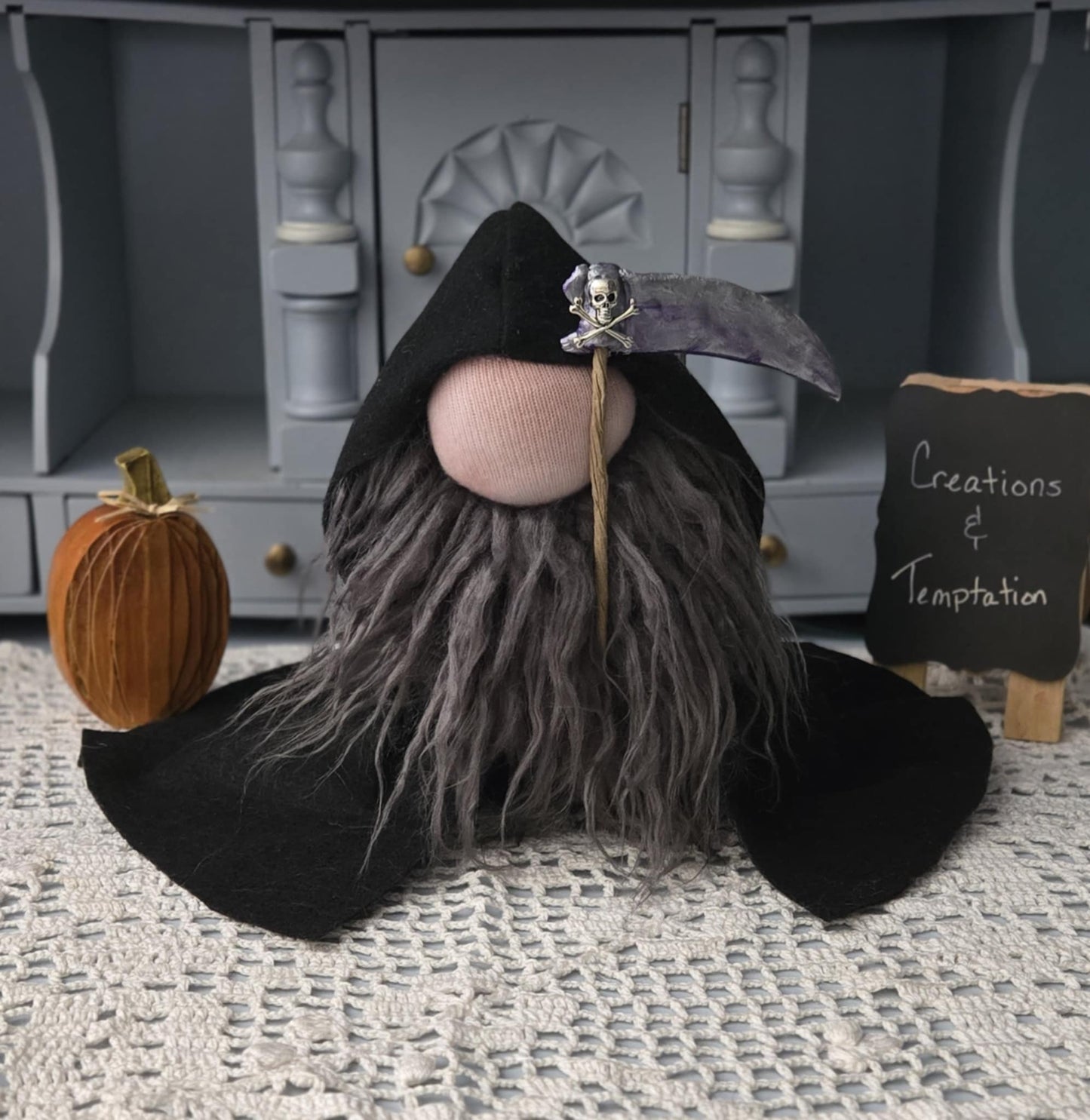 Soft Halloween Gnome - 8 Inch Handmade Poly-Fil Grim Reaper Decoration