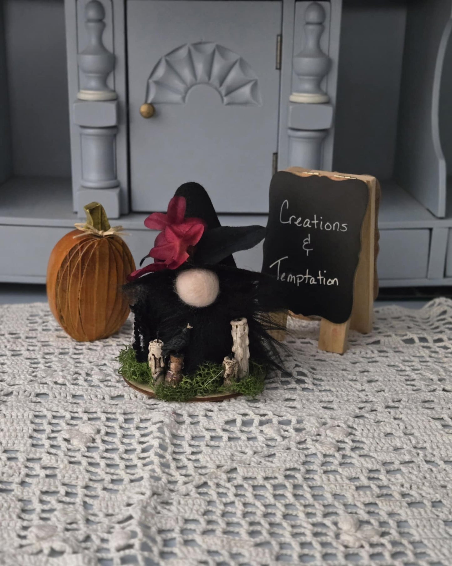 Handmade Halloween Gnome - 4 Inch Needle Felted Decoration