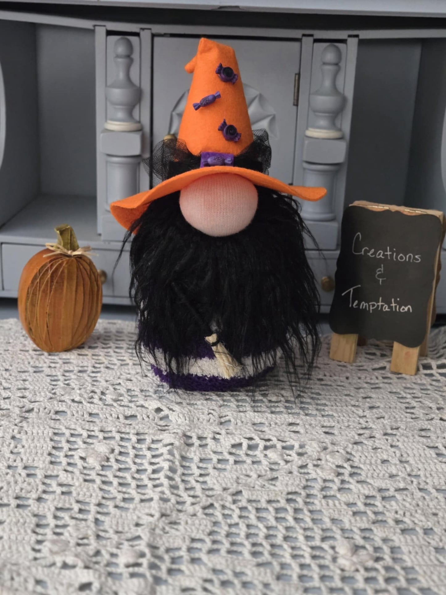 Soft Halloween Gnome - 8 Inch Handmade Poly-Fil Witch Decoration