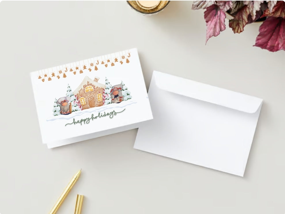 Gingerbread Gnome Town Holiday Card - Set of 6