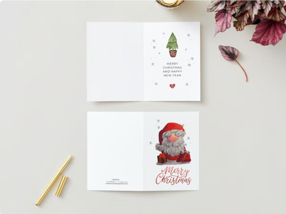 Gnome Santa Claus Christmas Card - Set of 6