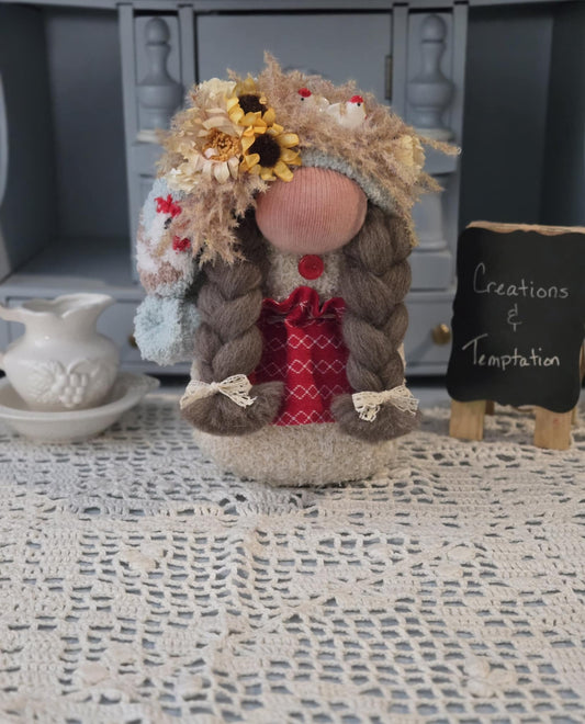 Farmhouse Chicken Gnomess - 8 inch Handmade Weighted Base Decor