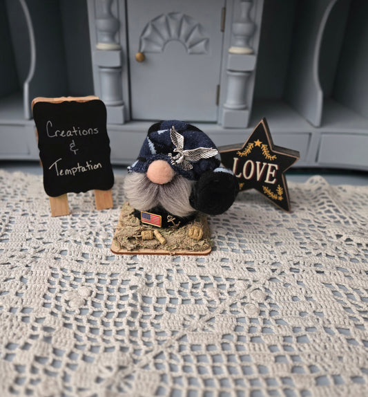 Handmade Military Gnome - 4 Inch Needle Felted Decoration