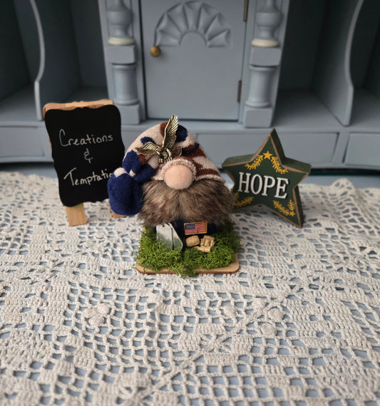 Handmade Military Gnome - 4 Inch Needle Felted Decoration