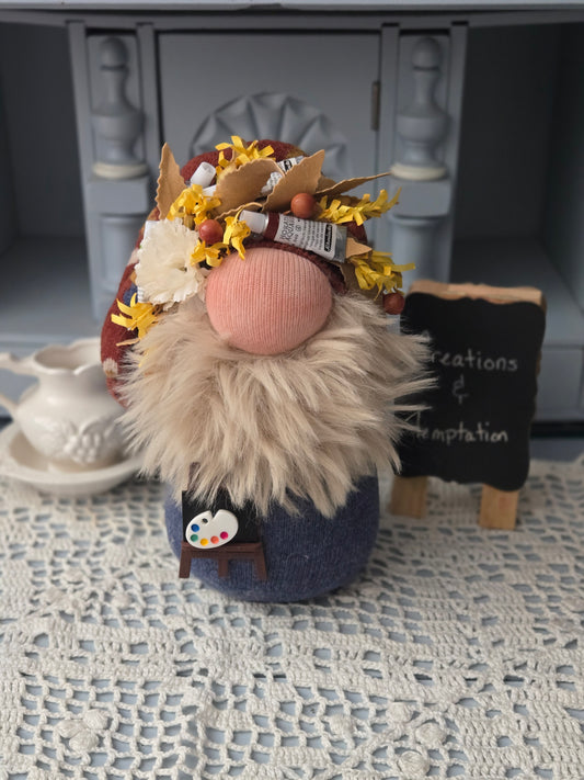Artist Painter Gnome - 8 inch Handmade Weighted Base Decor