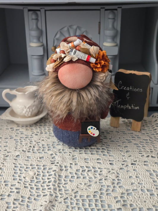 Artist Painter Gnome - 8 inch Handmade Weighted Base Decor
