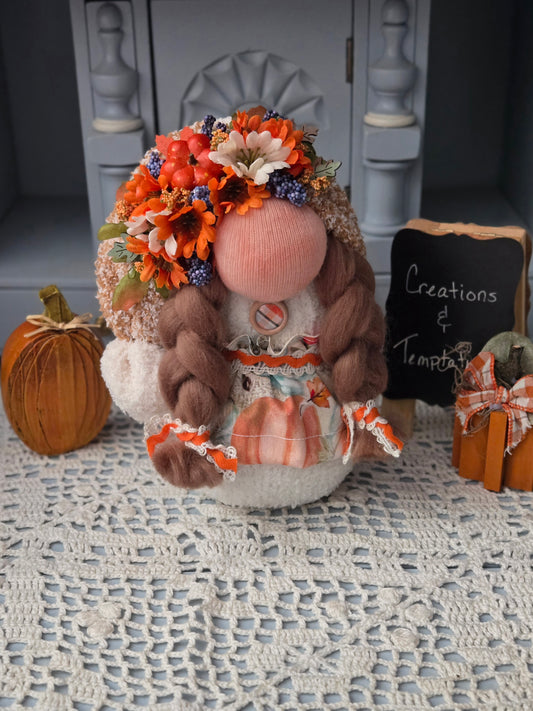 Cuddly Fall Gnomess - Weighted Base Handcrafted Autumn Decor