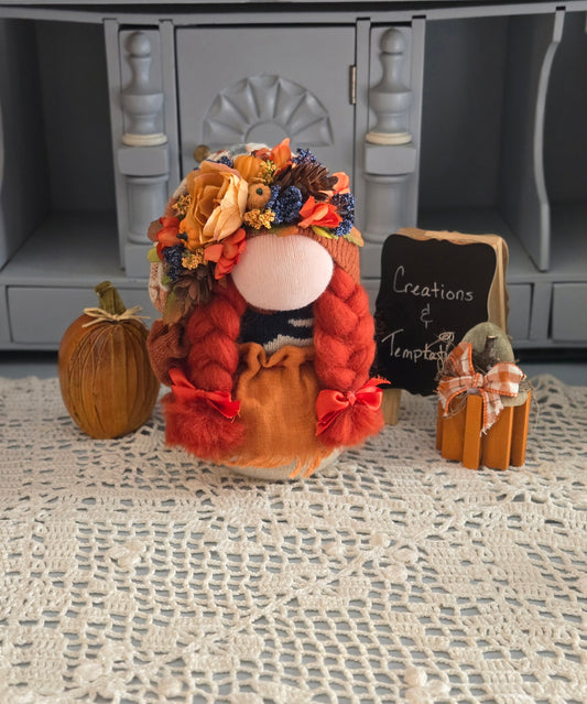Cuddly Fall Gnomess - Weighted Base Handcrafted Autumn Decor