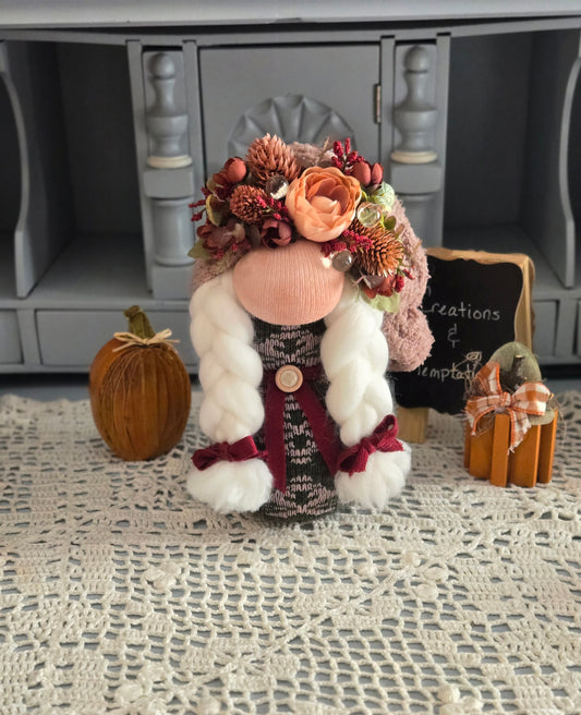 Cuddly Fall Gnomess - Weighted Base Handcrafted Autumn Decor