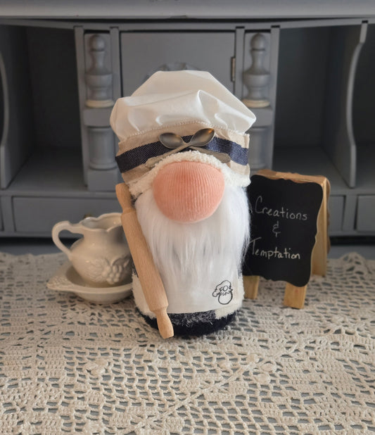 Soft Chef Gnome - 8 inch Handmade Weighted Base Decor