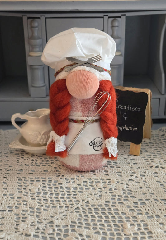 Soft Chef Gnomess - 8 inch Handmade Weighted Base Decor