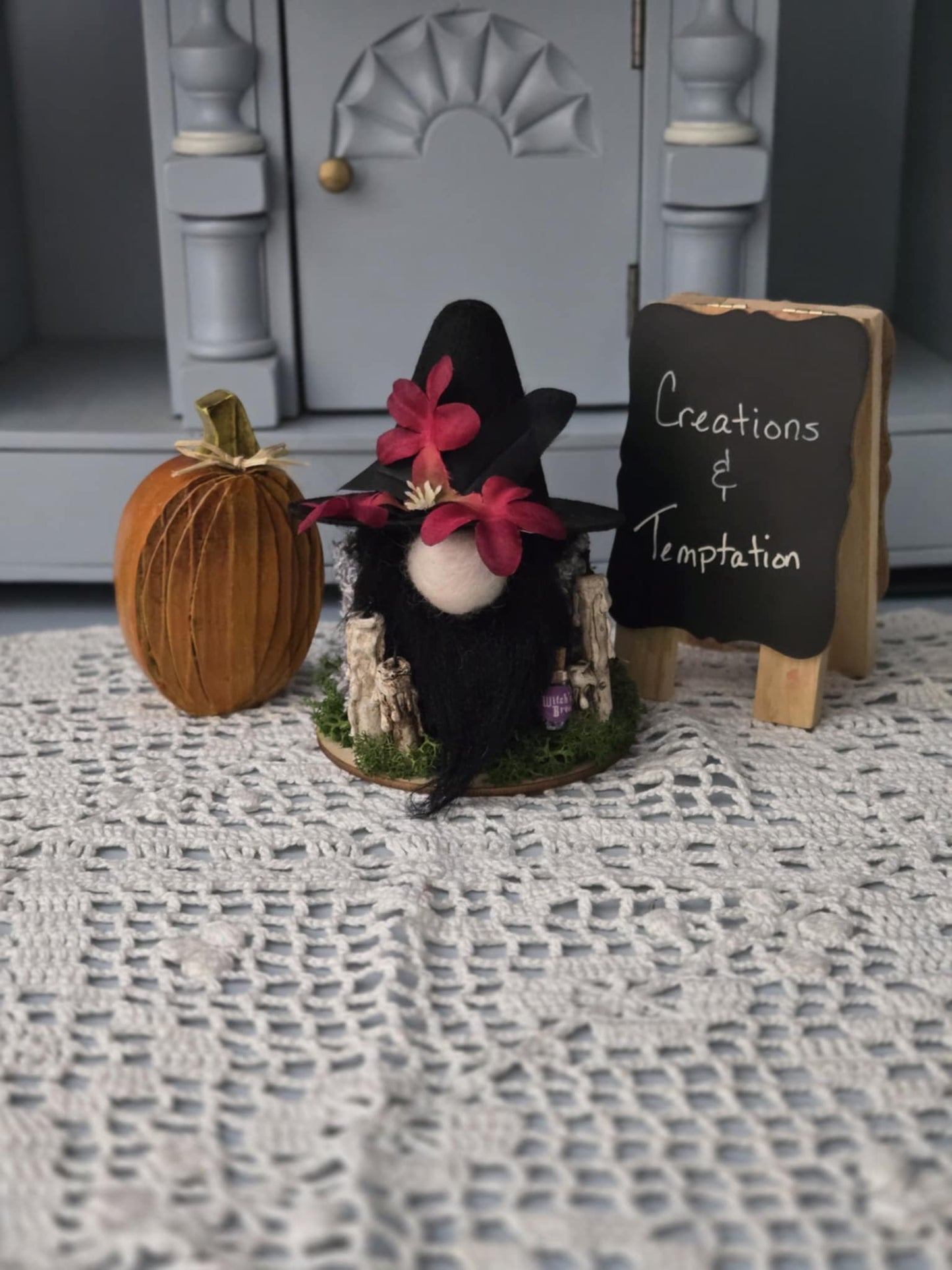 Handmade Halloween Gnome - 4 Inch Needle Felted Decoration