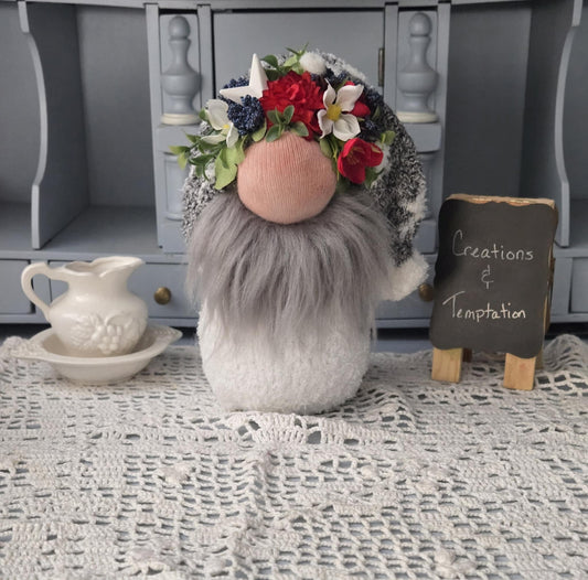 America Star Gnome - 8 inch Handmade Weighted Base Decor