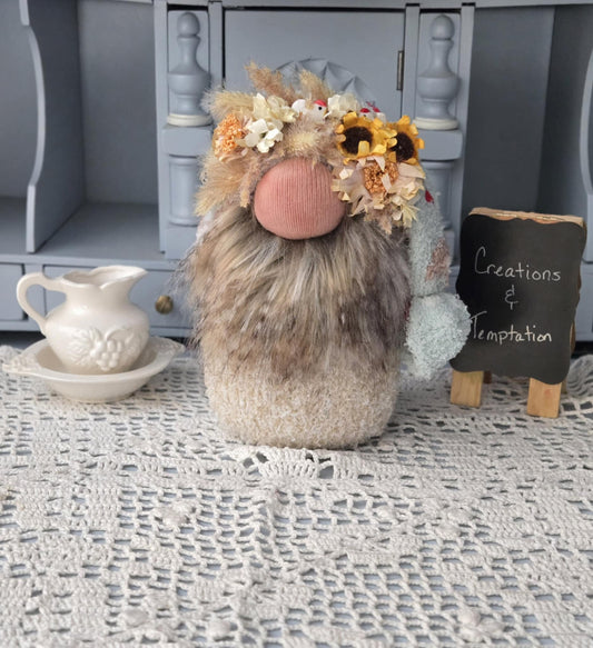 Farmhouse Chicken Gnome - 8 inch Handmade Weighted Base Decor
