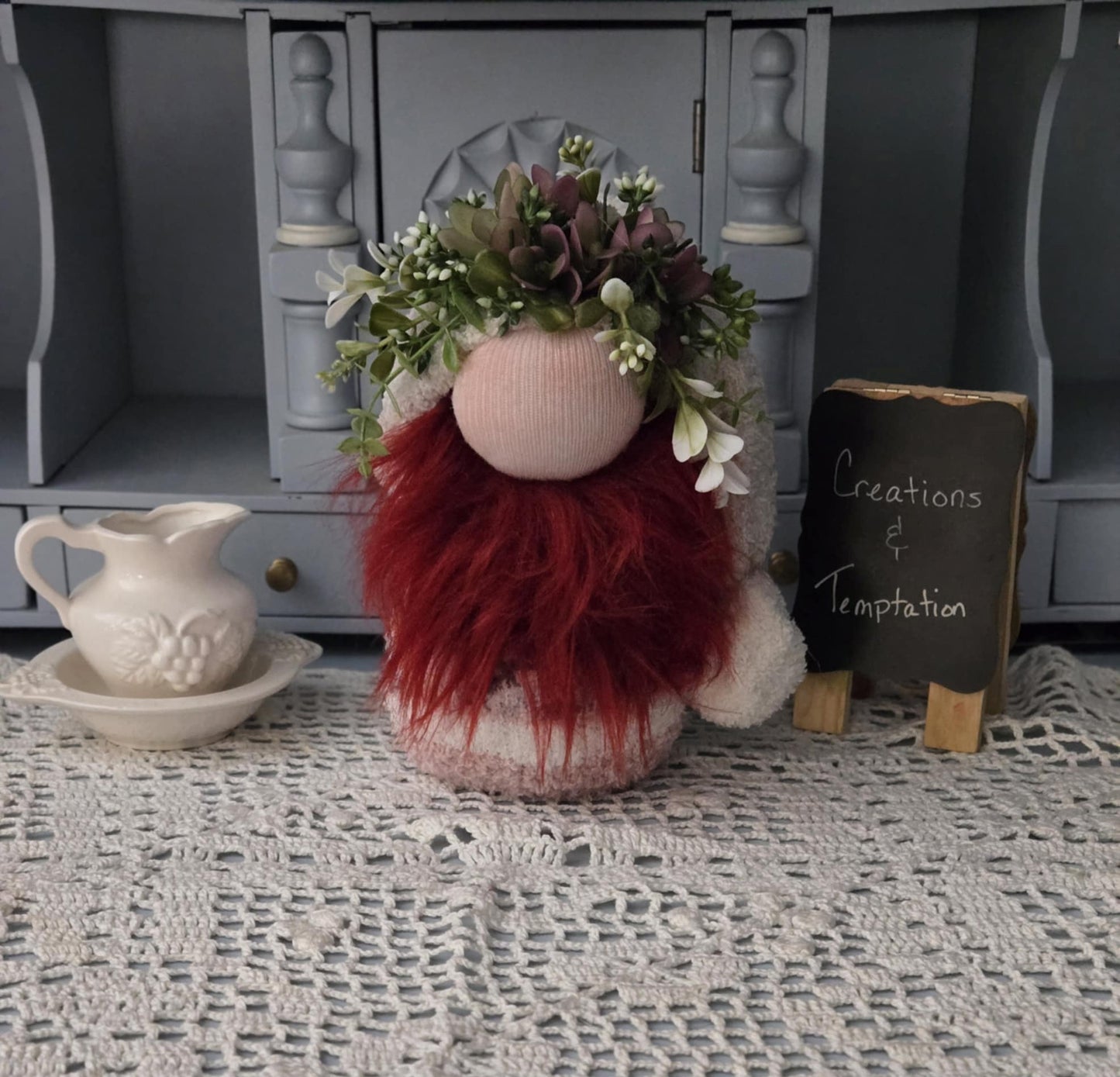 Garden Succulent Gnome - 8 inch Handmade Weighted Base Decor