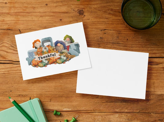 Blank Thankful Gnome Autumn Card - Set of 6